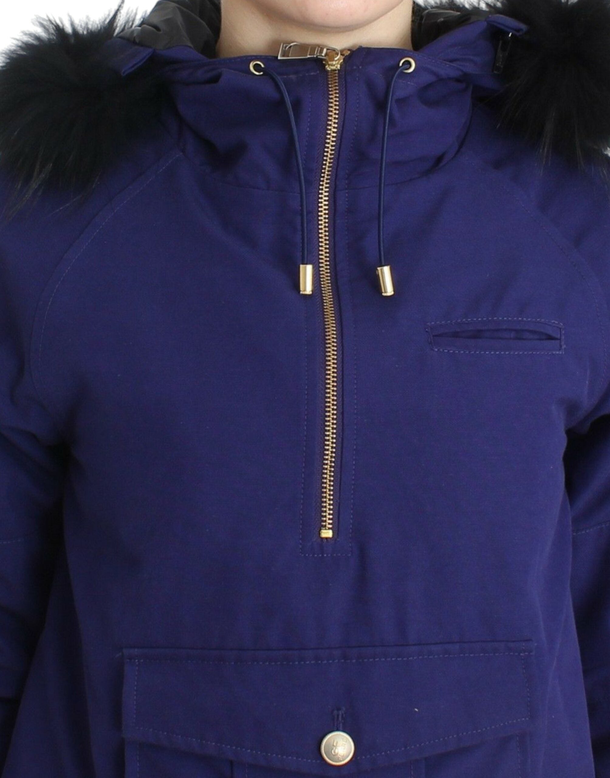 GF Ferre Blue Padded Jacket with Hood Short K-Way